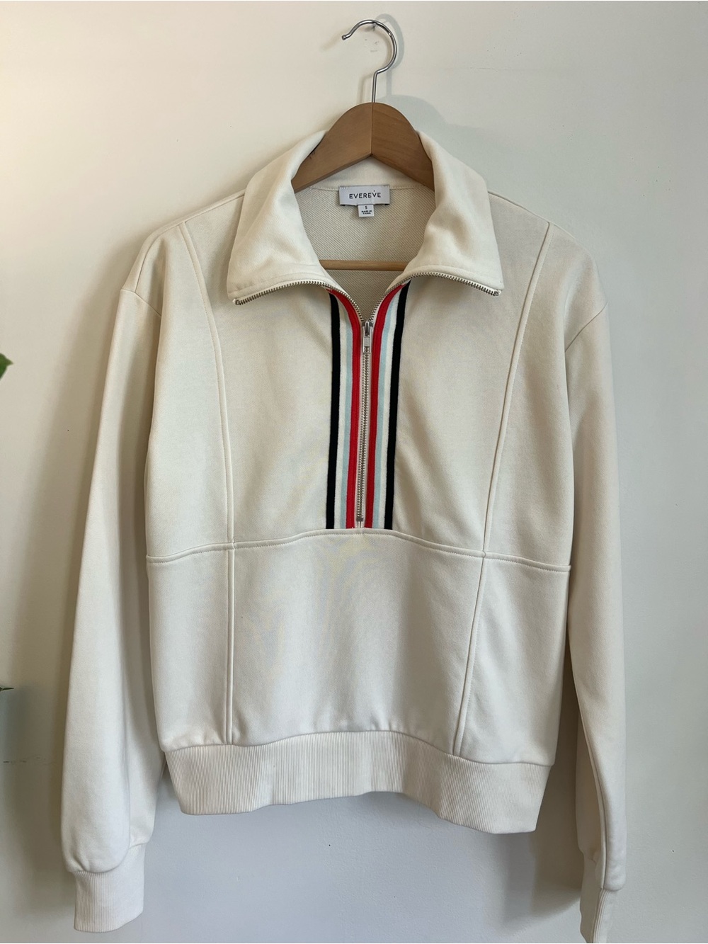 Evereve Quarter-Zip Pullover Sweater with Contrast Stripe
